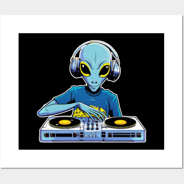 Tekno DJ Alien Rave Vinyl Wall Art by T-Shirt Dealer